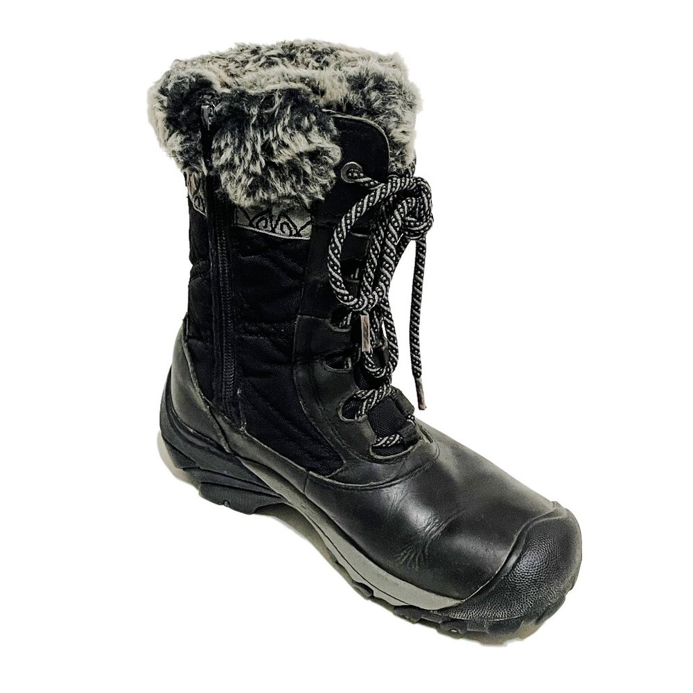 KEEN Hoodoo III Boots 6 Black Leather Waterproof Winter Fur Lace Up Insulated - Picture 7 of 15